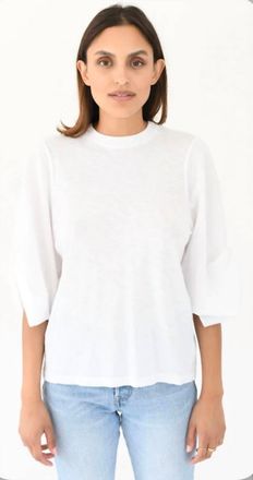Stateside Supima Slub Tee With Sleeve Twist In White