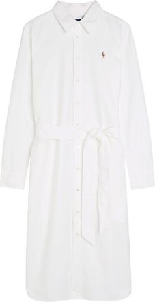 Polo Ralph Lauren Belted Cotton Midi Shirt Dress - White - 12 (UK16 / XL)