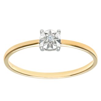 Diamant L'éternel Dames 9ct geelgouden illusie set diamanten Solitare ring