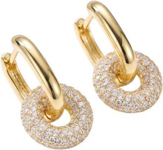 Argento Vivo Interlocking Hoops Pav&eacute; Earrings in Gold/silver at Nordstrom