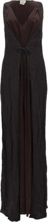 Alysi Vestido Largo Combinado - Dresses - Mujer - Marr&oacute;n - 2XS