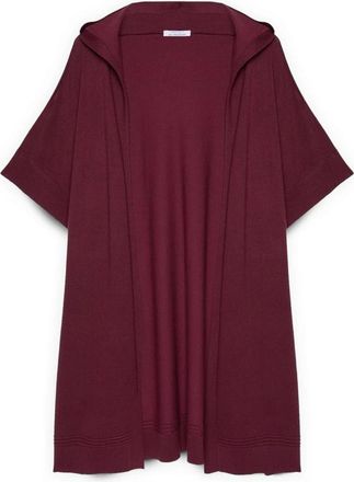 Fiorella Rubino Gilet Lungo con Cappuccio - - Knitwear - Donna - Rosso - L