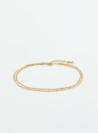 Simons Womens Gold double ankle chain