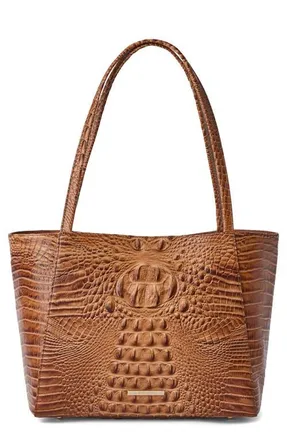 Brahmin Mona Croc Embossed Leather Tote in Cinnamon at Nordstrom