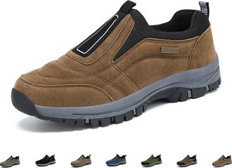 Generic Mens Orthopedic Shoes, Waterproof Slip on Hiking Shoes Comfy Lightweight Sneakers Outdoor Arch Support Walking Footwear (Brown,11.5)