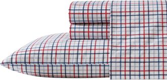 Nautica Boating Tattersall Plaid Grey King Sheet Set