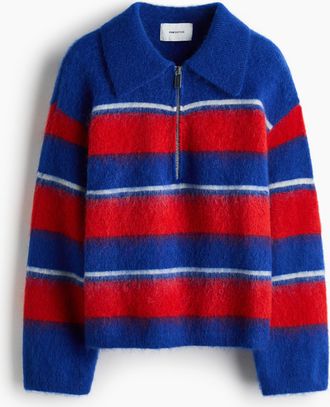 H&M Pullover mit Zipper aus Mohairmix - Blue