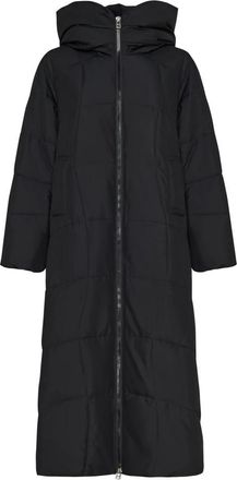 Cesare Gaspari Oversized gewatteerde parka met capuchon en imitatiebont manchetten - Dames - Parka Jassen - Zwart - L - Polyester - Jassen