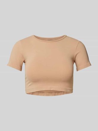 Organic Basics Cropped T-Shirt mit Rundhalsausschnitt in Beige, Gr&ouml;&szlig;e XL