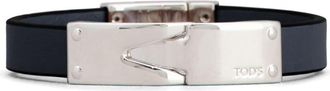 Tod's clip-lock leather bracelet - men - Metal/CALFSKIN - S - Blue