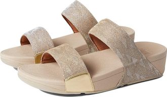 FitFlop Lulu Glitz Slides Womens Shoes Platino : 6.5 M (B), Textile