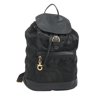 Ferragamo Vintage Gancini Backpack Nylon Black Nylon Backpack Bag (Pre-Owned)