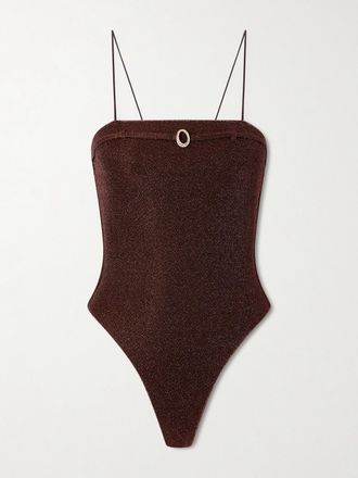 Os&eacute;ree Costume Da Bagno Metallizzato Con Decorazione Lumi&egrave;re Micro Belt - Marrone
