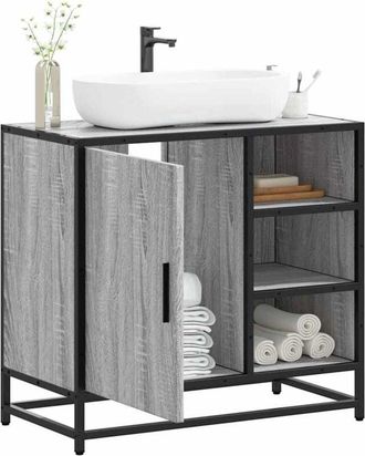 vidaXL Vidaxl - Mobile Lavabo Bagno Grigio Sonoma 65x33x60 cm Legno Multistrato