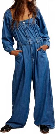 Free People Clara Denim Jumpsuit In Going Steady