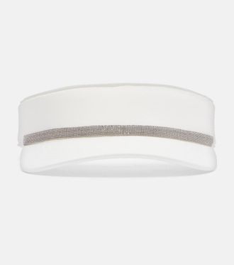 Brunello Cucinelli Monili leather-trimmed visor