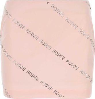 Rotate Womens Pastel Pink Poplin Mini Skirt - Light Pink Cotton - Size Medium