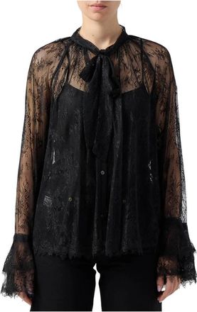 Ermanno Scervino Camicia Pizzo - Dames - Blouses - Zwart - 2XS - Overhemden