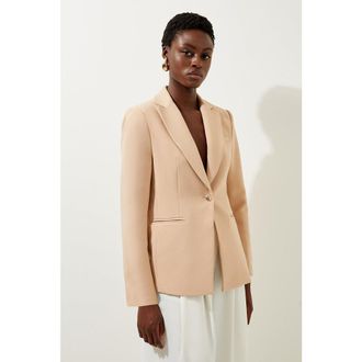 Karen Millen Tailored Single Breasted Blazer in Camel at Nordstrom, Size 12