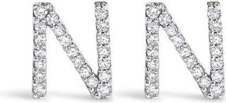 House of Brilliance 10K Gold 1/10 Cttw Diamond Initial A to Z Stud Earring in White Gold | N at Nordstrom