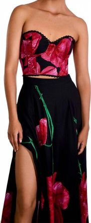 Charo Ruiz Ibiza Bustier Maris Top In Black Blossom