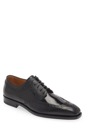 Ferragamo Frisco Wingtip Derby in Nero at Nordstrom, Size 10.5