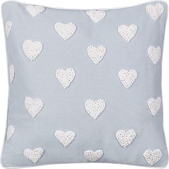 Beliani Beliani - Coj&iacute;n De Algod&oacute;n Estampado Bordado Corazones 45 X 45 Cm Gris Gazania