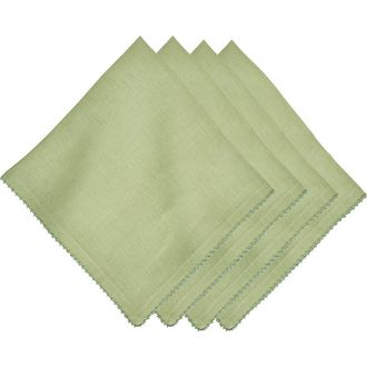 Juliska Set of 4 Berry Scallop Linen Napkins in Light Green at Nordstrom