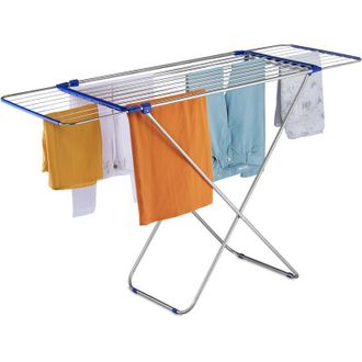 Relaxdays Relaxdays - Tendedero Extensible, Plegable, Acero Inoxidable, 13,6 M Longitud Secado, Colgador Ropa 97x176x55 Cm, Plateado