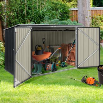 IDMarket Caseta Met&aacute;lica De Jard&iacute;n Con Cerradura Para Guardar Bicicletas, Herramientas Y Cubos De Basura