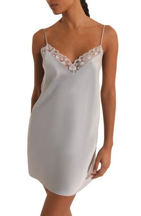 Etam Naeve Lace Trim Satin Chemise in Oxygen at Nordstrom, Size X-Small