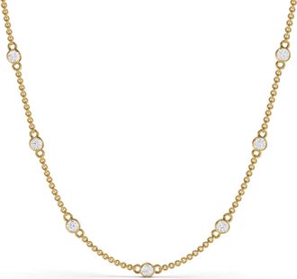 Diamond2Deal 14K Gold Round Cut Lab Grown Diamond Station Necklace 18 3 Ct