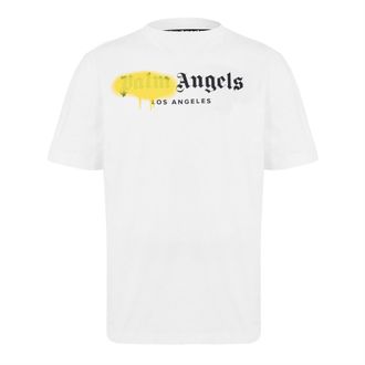 Palm Angels Mens London Tee in White Yellow - Size X-Large