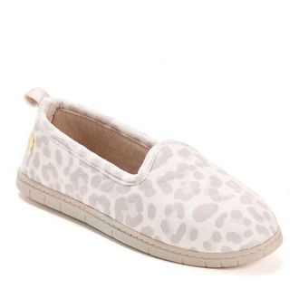 Dearfoams Rachel Velour Closed Back Slipper in Muslin Leopard at Nordstrom, Size X-Large