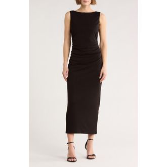 Wayf Ruched Sleeveless Dress in Black at Nordstrom Rack, Size X-Large