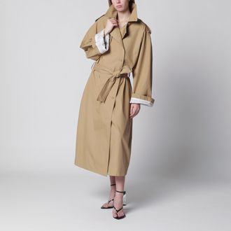 Frankie Shop Riva trench coat in camel cotton