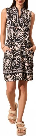 Tribal Sleeveless Mini Dress With Pockets In Sand Dune