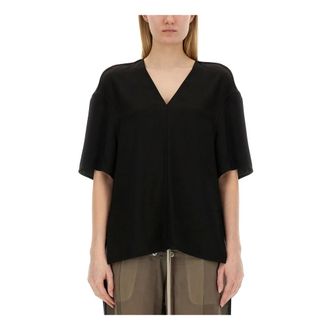 Rick Owens Blouses, female, Black, Size: XS V-neck T-shirt