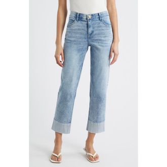 Wit & Wisdom High Waist Cuff Hem Jeans in Light Blue Artisanal at Nordstrom, Size 12P