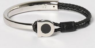 Ferragamo Bracciale Gancini Ferragamo in pelle e ottone