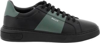 Bally Mitty 6302765 Mens Black/Sage Calf Plain Leather Sneakers