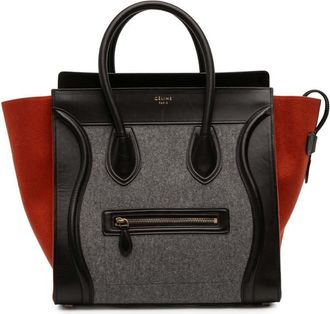 Celine Pre-owned Celine Mini Tricolor Felt Wool and Calfskin Luggage Tote F-GA-0164