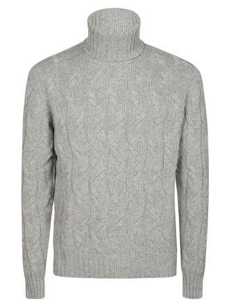 Drumohr Treccia Cable Knit Cashmere Turtleneck
