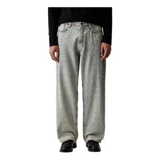 Emporio Armani Jeans, Heren, Blauw, W33, Denim, Jacquard Denim Jeans