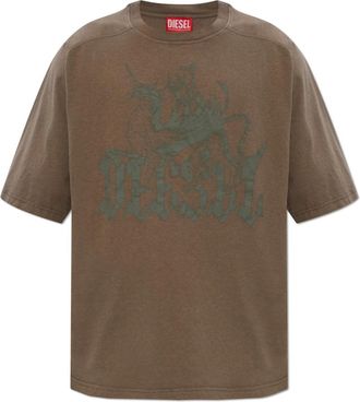 Diesel T-Jussi-A T-Shirt - Heren - T-shirts - Bruin - S - Katoen - Tops