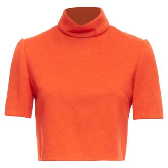 Delpozo Delpozo Scuba Fabric Hi Neck Crop Top