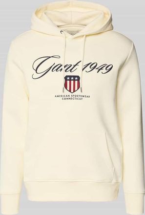 GANT Hoodie mit Label-Stitching und Känguru-Tasche in Offwhite, Größe 4XL