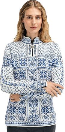 Dale of Norway Peace Sweater Womens Short Sleeve Pullover Ultramarine/Off-White : 2XL, Fleece/Wool