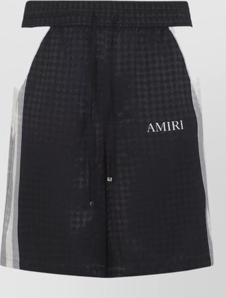 Amiri viscose logo print paneled deck shorts