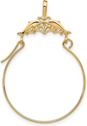 Diamond2Deal 14k Yellow Gold Double Dolphins Charm Pendant Holder Pendant